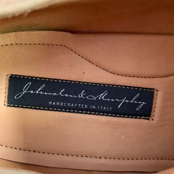 JOHNSTON & MURPHY Size 10 Brown Contrast Stitch Suede Wingtip Lace-Up Shoes